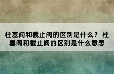 柱塞阀和截止阀的区别是什么？ 柱塞阀和截止阀的区别是什么意思